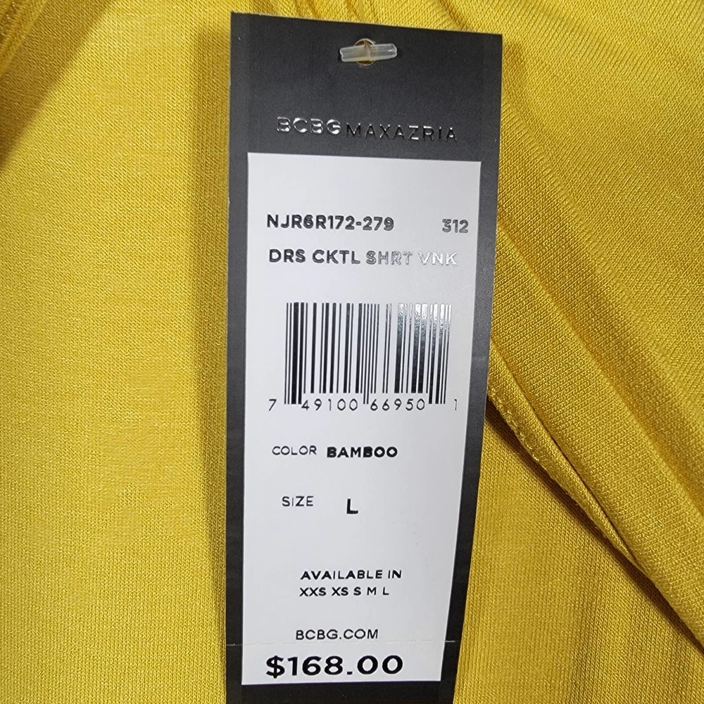 BCBG Max Azria Dress L Yellow NWT Ritz Bamboo Stretch New - Picture 2 of 11
